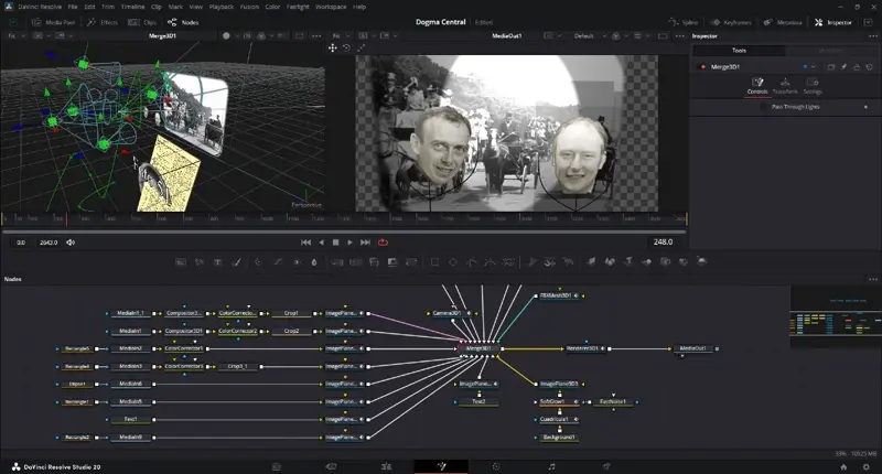 Captura de DaVinci Resolve — edición